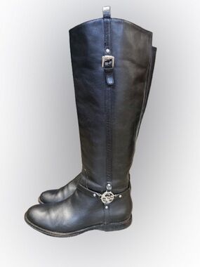 Coach Mulan Extended Calf Black Leather Knee-High Riding Boots Zip Women’s 6B